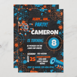 Dart Party Birthday Einladung   Dart Gun