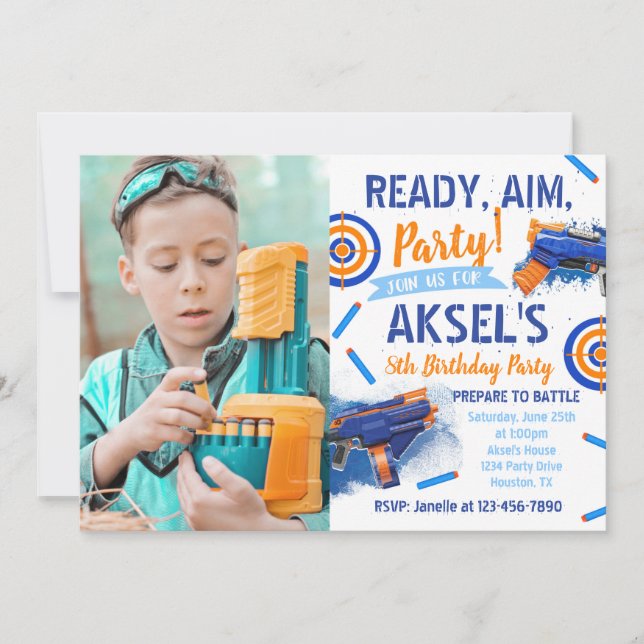 Dart Party Birthday Einladung | Foto Dart Einladun (Vorderseite)