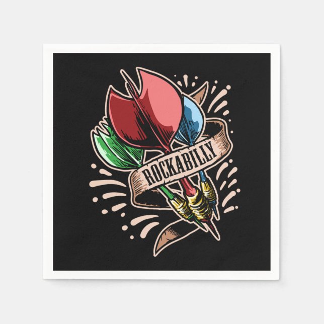 Dart Rock'n'Roll Darts Arrow Rockabilly Serviette (Vorderseite)