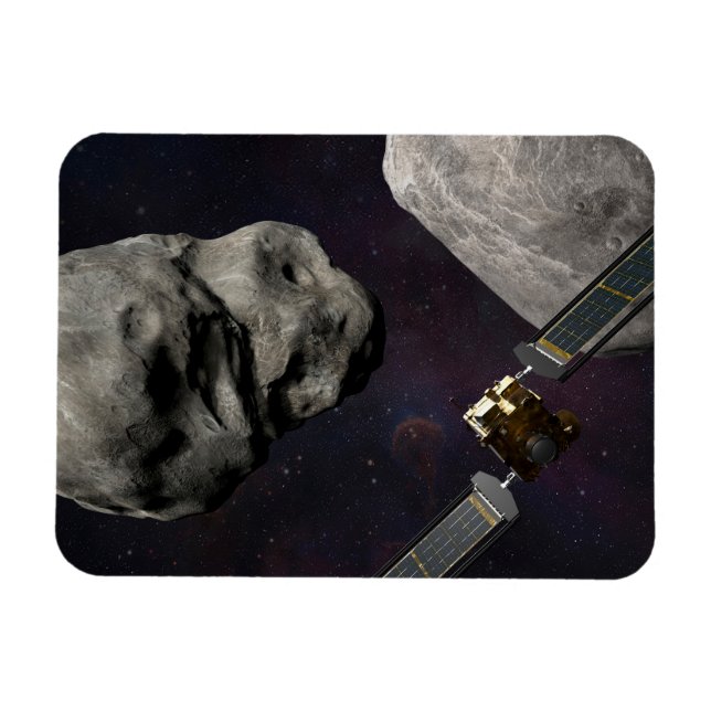 Dart Spacecraft und Liciacube vor der Einwirkung Magnet (Horizontal)