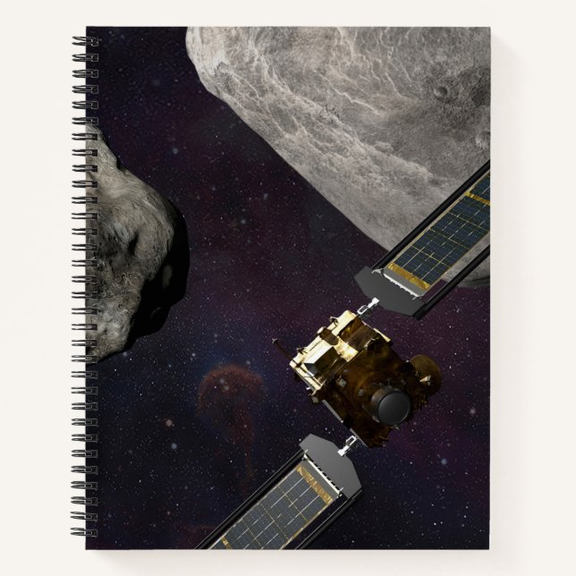 Dart Spacecraft und Liciacube vor der Einwirkung Notizbuch (Vorderseite)