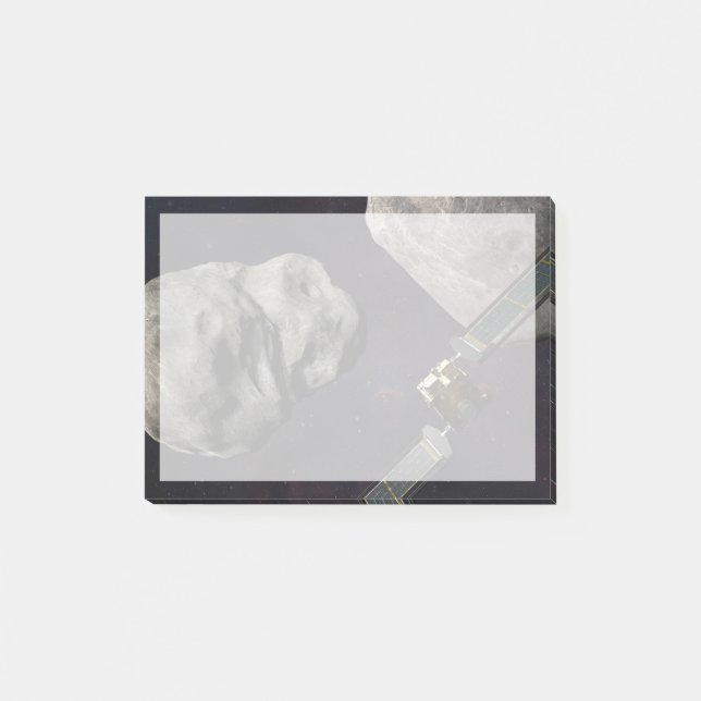 Dart Spacecraft und Liciacube vor der Einwirkung Post-it Klebezettel (Vorderseite)