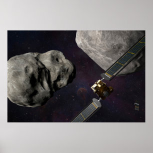Dart Spacecraft und Liciacube vor der Einwirkung Poster