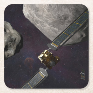 Dart Spacecraft und Liciacube vor der Einwirkung Rechteckiger Pappuntersetzer