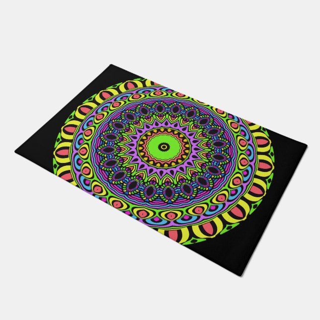 Dart Style Mandala I + Ihr Backgr. Ideen Fußmatte (Schrägansicht)