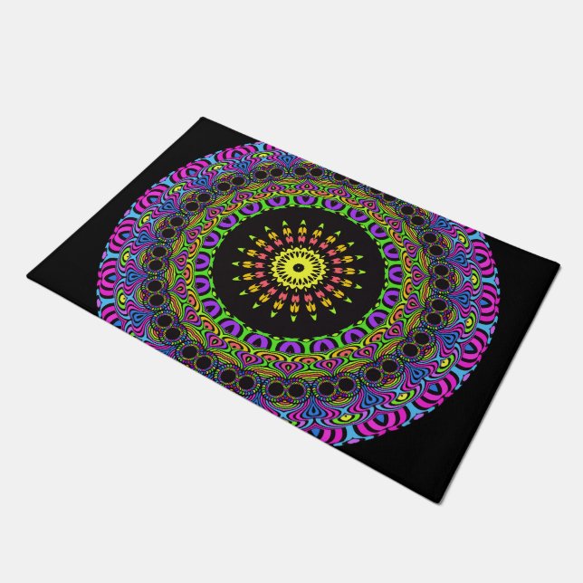 Dart Style Mandala II + Ihr Backgr. Ideen Fußmatte (Schrägansicht)