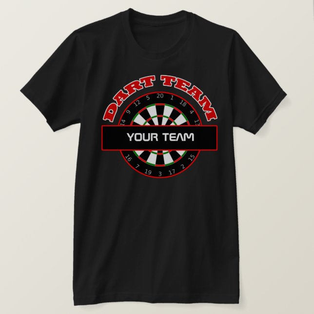 Dart Team Dartboard Mens Black T - Shirt (Design vorne)