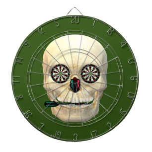 Dart Totenkopf mit Pfeil zwischen den Zähnen Dartscheibe