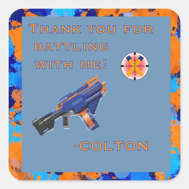 Dart War Party Sticker! Thank you! Quadratischer Aufkleber (Vorderseite)