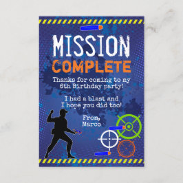 Dart Wars Geburtstagsparty Danke Karte