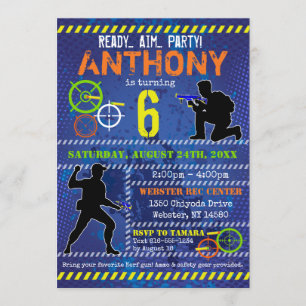 Dart Wars Party Blaster Gun Birthday Einladung