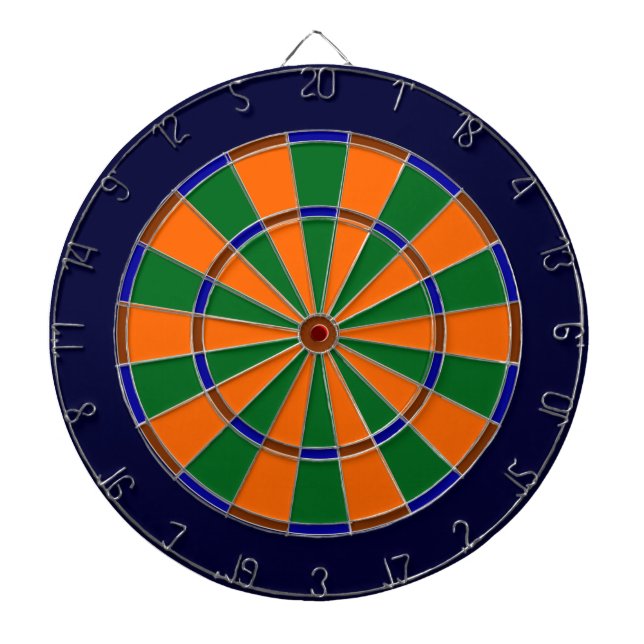 Dartboard aus blauem, grünem, braunem und orangefa dartscheibe (vorne)