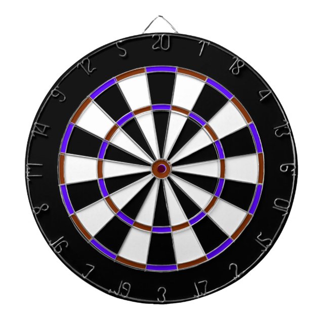 Dartboard aus weißem, schwarzem, braunem und blaue dartscheibe (vorne)