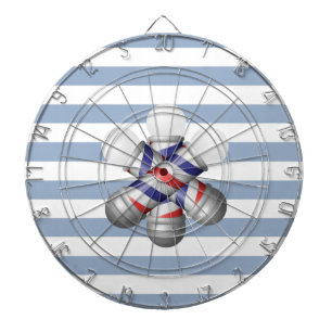 Dartboard Blau & Weiß Streifen Friseurstange Frise Dartscheibe