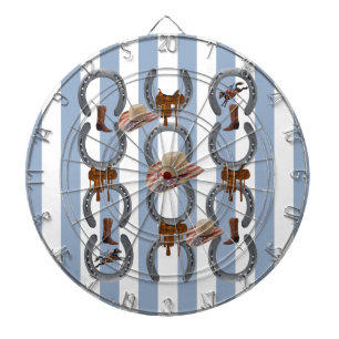 Dartboard Blue & White Stripe Horse Sattel Dartscheibe