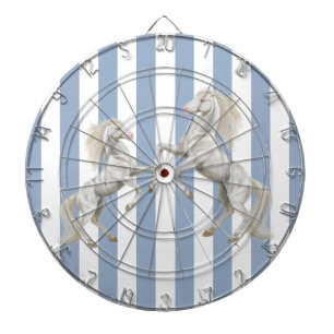 Dartboard Blue & White Stripe Weißes Pferd Dartscheibe
