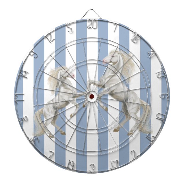 Dartboard Blue & White Stripe Weißes Pferd Dartscheibe (vorne)
