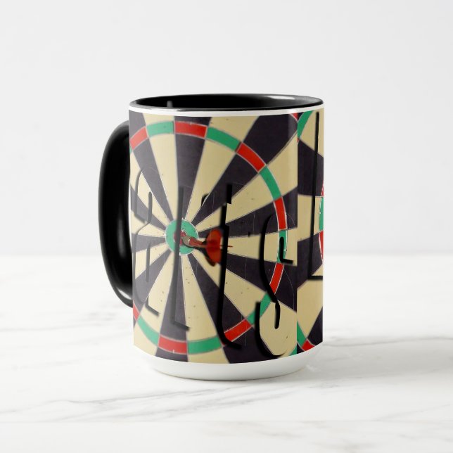 Dartboard Bullseye, Combo-Kaffee-Tasse Tasse (Vorderseite Links)
