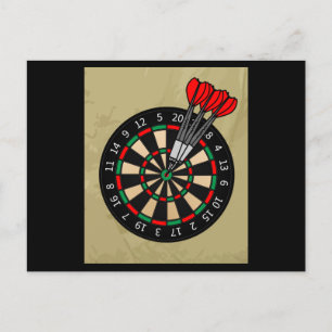 Dartboard Dart Player mit Dartboard-Pfeilen Postkarte
