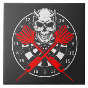 Dartboard-Darts-Totenkopf Fliese
