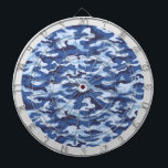 Dartboard der militärischen Camouflage Dartscheibe<br><div class="desc">Dieses Dartboard-Spiel wird mit einem blauen Druck der militärischen Camouflage gezeigt.</div>