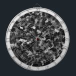 Dartboard der militärischen Camouflage Dartscheibe<br><div class="desc">Dieses Dartboard-Spiel wird mit einem schwarzen mehrfarbigen militärischen Camouflage-Druck gezeigt.</div>
