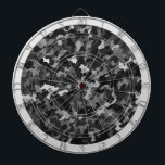 Dartboard der militärischen Camouflage Dartscheibe<br><div class="desc">Dieses Dartboard-Spiel wird mit einem schwarzen mehrfarbigen militärischen Camouflage-Druck gezeigt.</div>