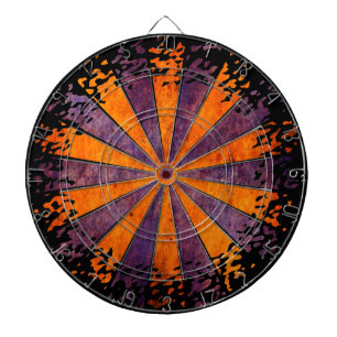 DARTboard-Glanz - 1 orangefarbene violette Grunge Dartscheibe