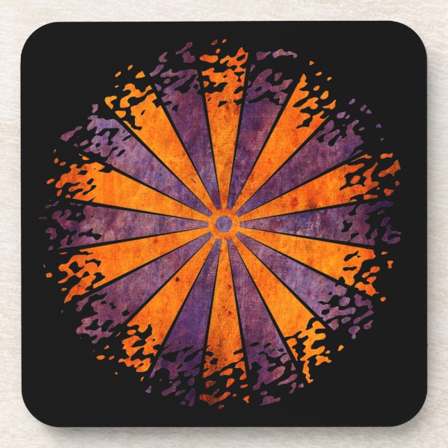 DARTboard-Glanz - 1 orangefarbene violette Grunge Untersetzer (Vorderseite)