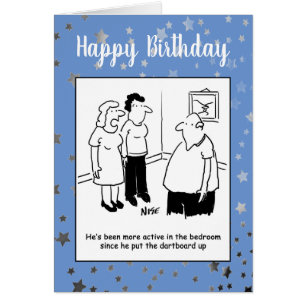 Dartboard im Schlafzimmer. Funny Cartoon