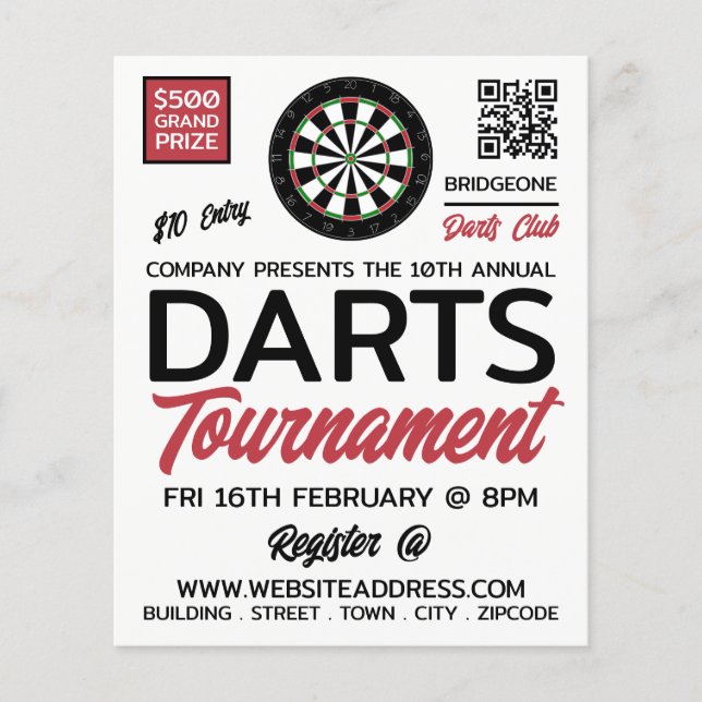 Dartboard Logo Design, Darts Tournament Advert Flyer (Vorne)