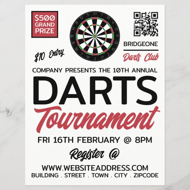 Dartboard Logo Design, Darts Tournament Advert Flyer (Vorne)