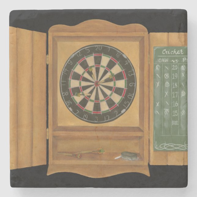 Dartboard mit Cricket-Bewertung Steinuntersetzer (Vorderseite)