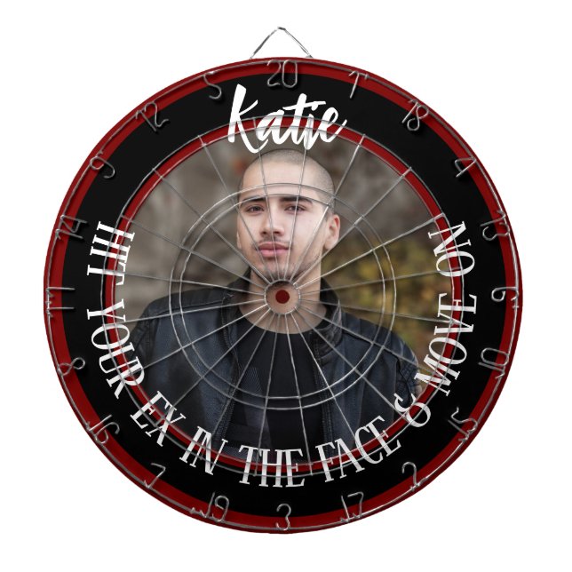 Dartboard mit Ex-Foto - Geschenk zum Auseinanderbr Dartscheibe (vorne)