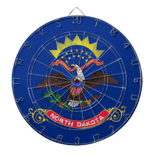 Dartboard mit Flag North Dakota, USA Dartscheibe