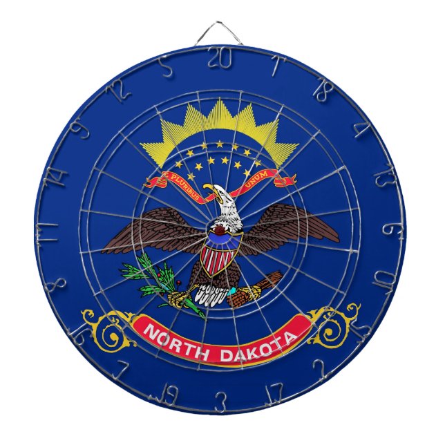 Dartboard mit Flag North Dakota, USA Dartscheibe (vorne)