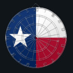 Dartboard mit Flagge von Texas, USA Dartscheibe<br><div class="desc">Steigen Sie mit unserem beeindruckenden Dartboard mit der Flagge von Texas in Ihr Spielzimmer ein! Dieses mit viel Liebe zum Detail gestaltete Dartboard zelebriert die reiche Geschichte und den kulturellen Stolz des Lone Star Staat. Das Design zeigt stolz den ikonischen einsamen Stern mit einem senkrechten blauen Streifen und horizontalen weißen...</div>