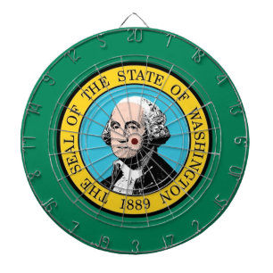 Dartboard mit Flagge von Washington, USA Dartscheibe