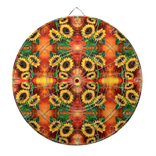 Dartboard mit Sonnenblumen Dartscheibe (vorne)