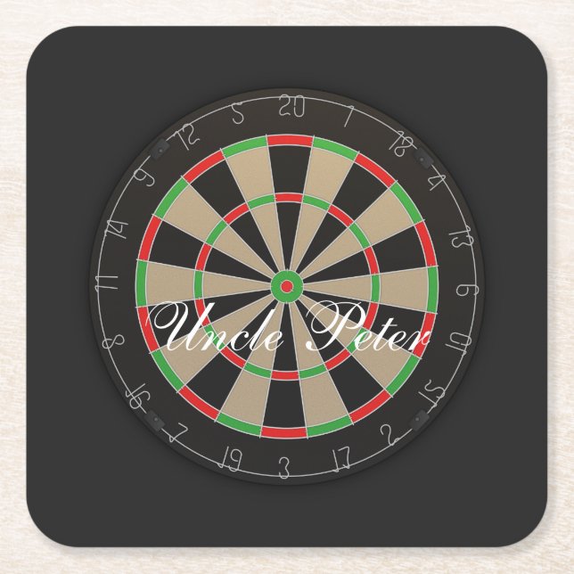 Dartboard Monogram Name Rechteckiger Pappuntersetzer (Vorderseite)