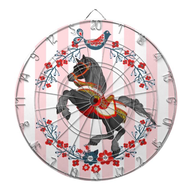 Dartboard Pink White Stripe Horse Dartscheibe (vorne)