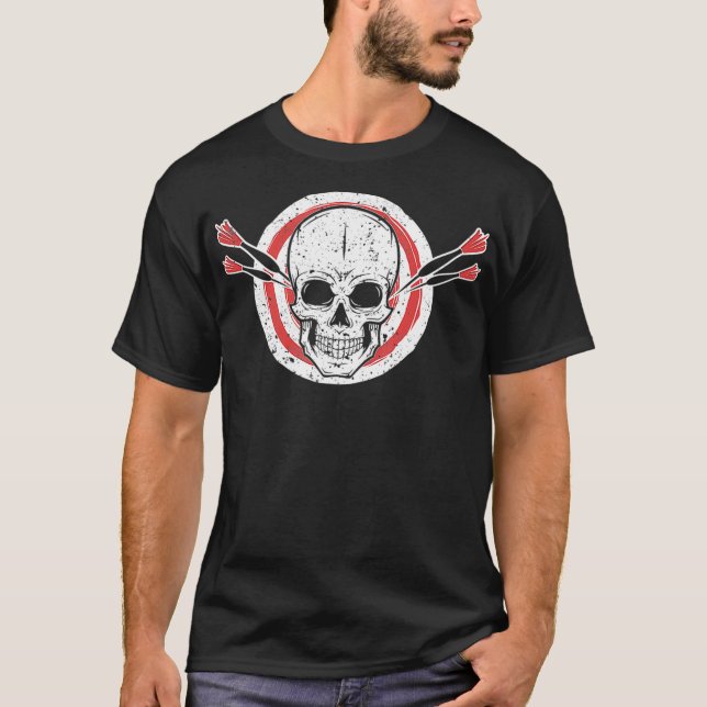Dartboard Skeleton Darts Player T-Shirt (Vorderseite)