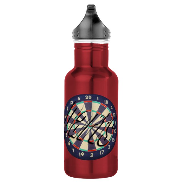Dartboard und Darts-Logo, Edelstahlflasche (Rechts)