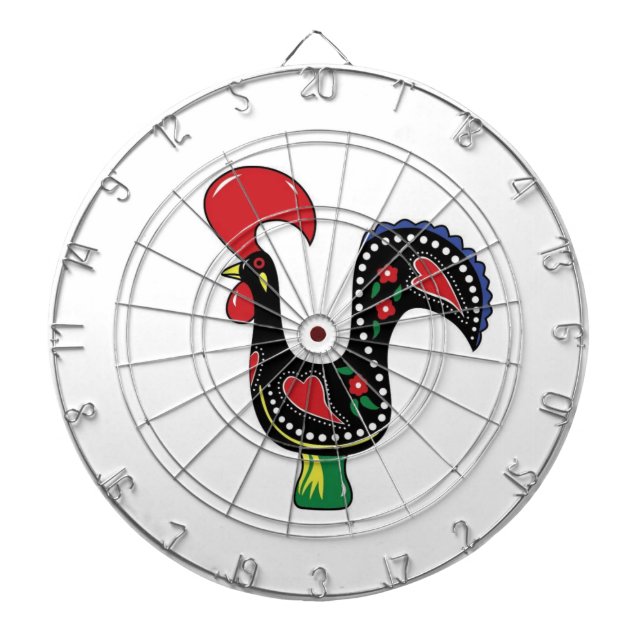 Dartboard White Red Rooster Dartscheibe (vorne)