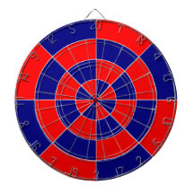 Dartboards mit blau-rot geometrischer Gestaltung