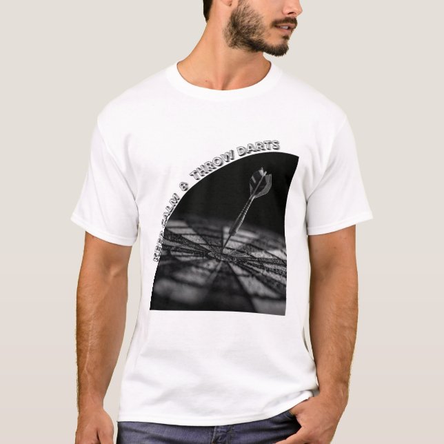 Dartdesign als Minimum-Schwarz-Weiß-Ziel T-Shirt (Vorderseite)