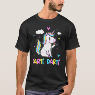 Darti Darti Niedlich Unicorn Darts Player Darts T-Shirt