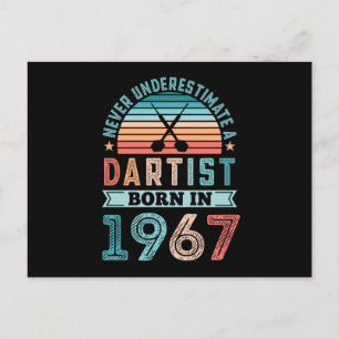 Dartist geboren 1967 Darts 60. Geburtstagsgeschenk Postkarte