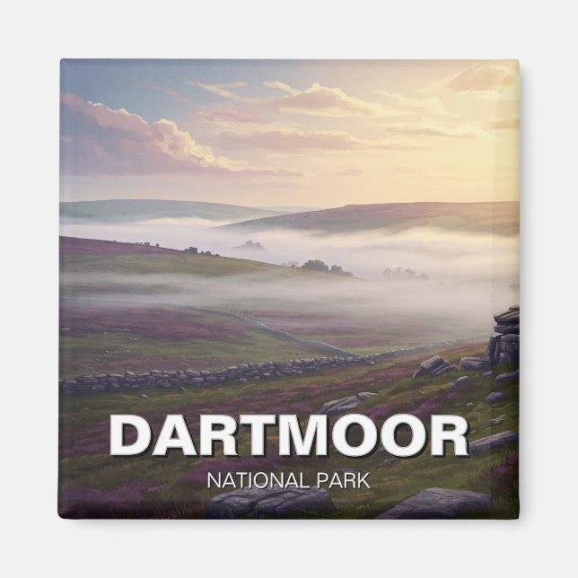 Dartmoor National Park Misty Travel Magnet (Vorne)