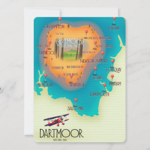Dartmoor Nationalpark Karte Reiseplakat